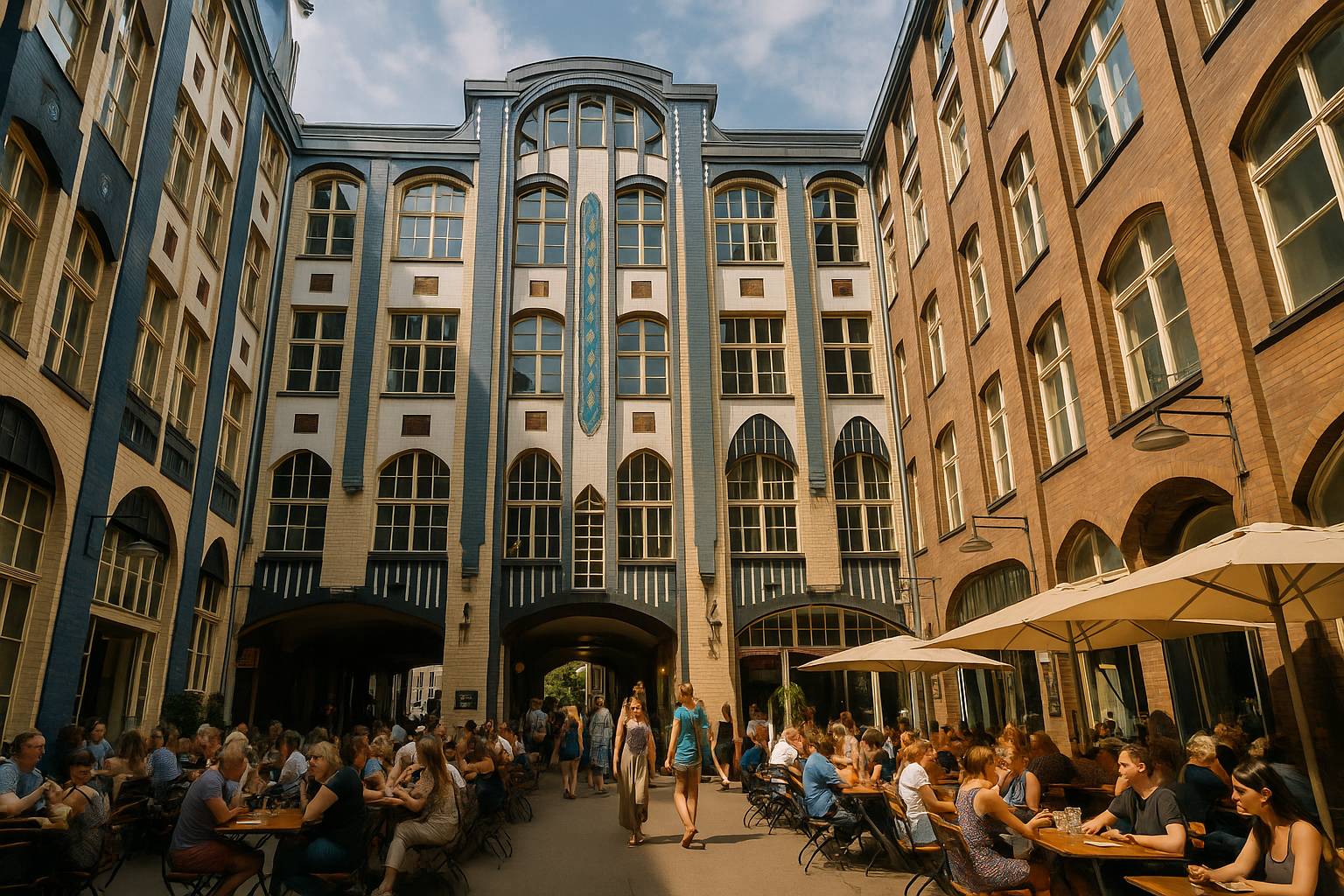 Innenhof der Hackeschen Höfe in Berlin, Jugendstil-Fassaden