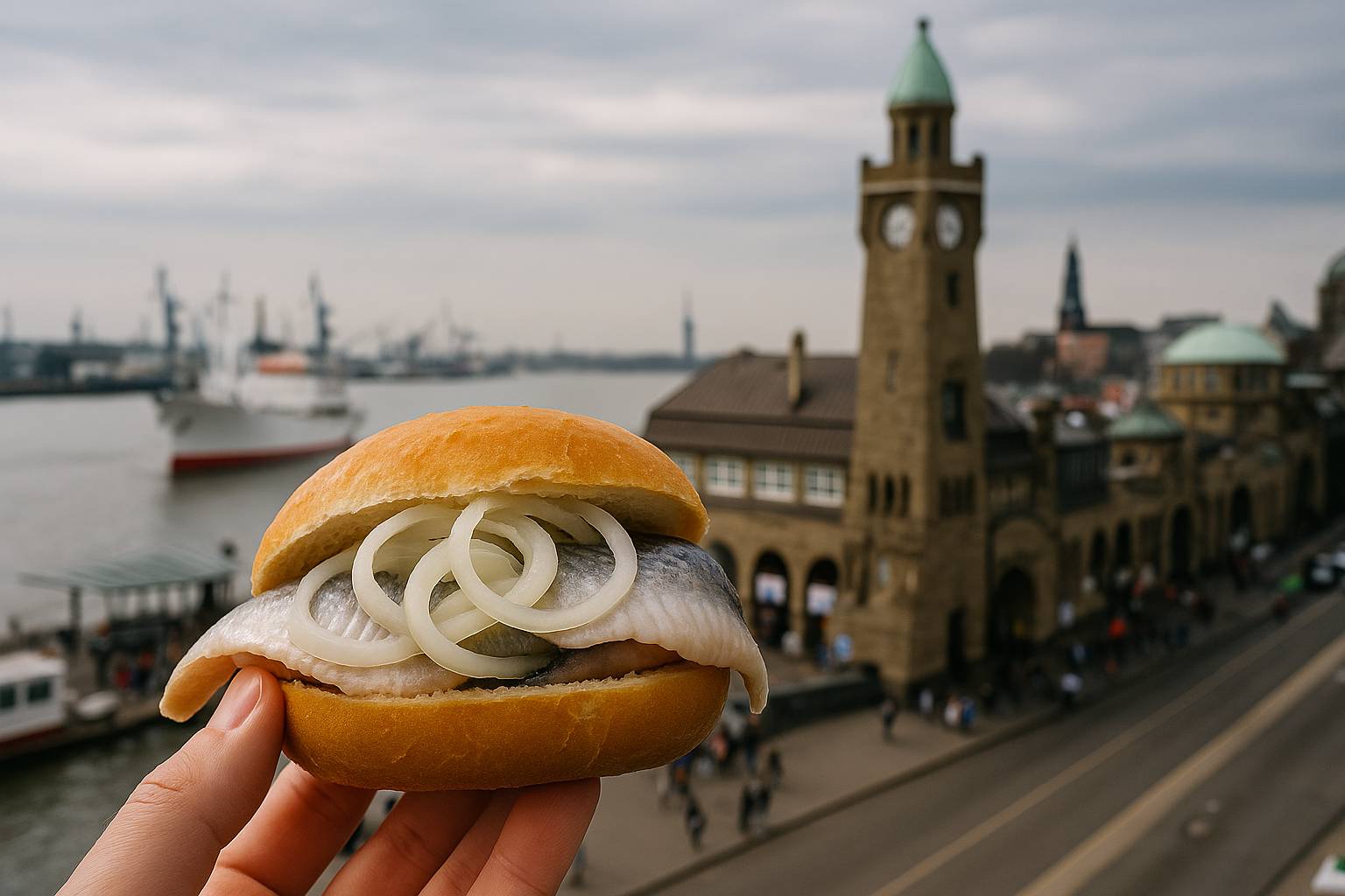 Fischbrötchen mit Matjes und Zwiebeln