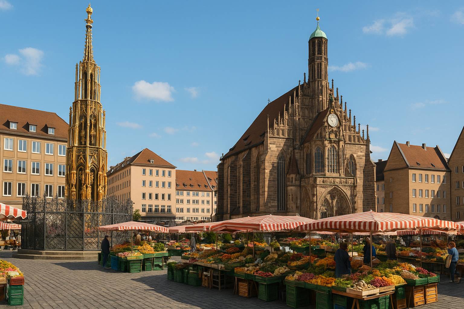 Schönen Brunnen und die Frauenkirche