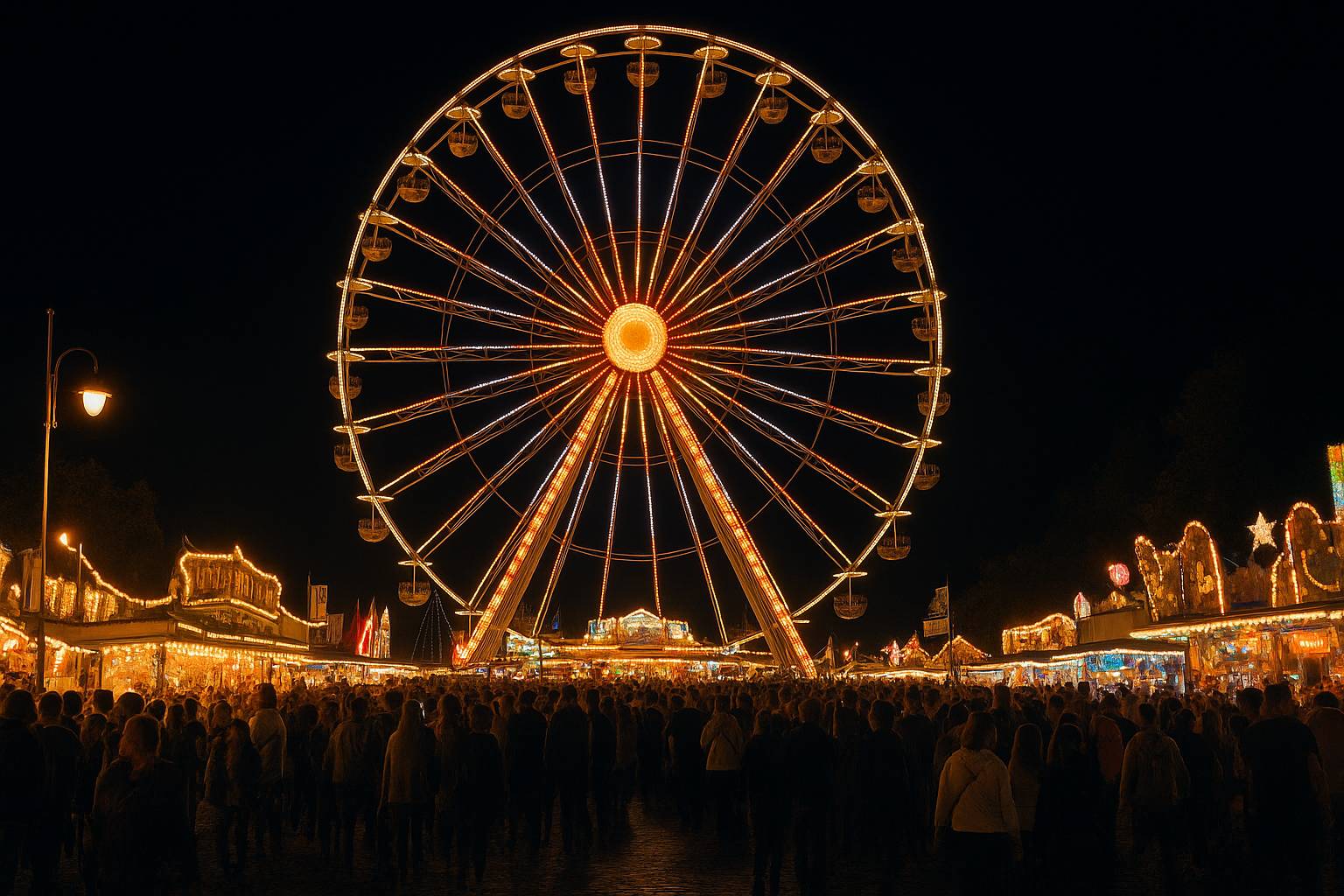 Fürth beleuchtete Riesenrad der Fürther Kirchweih bei Dunkelheit