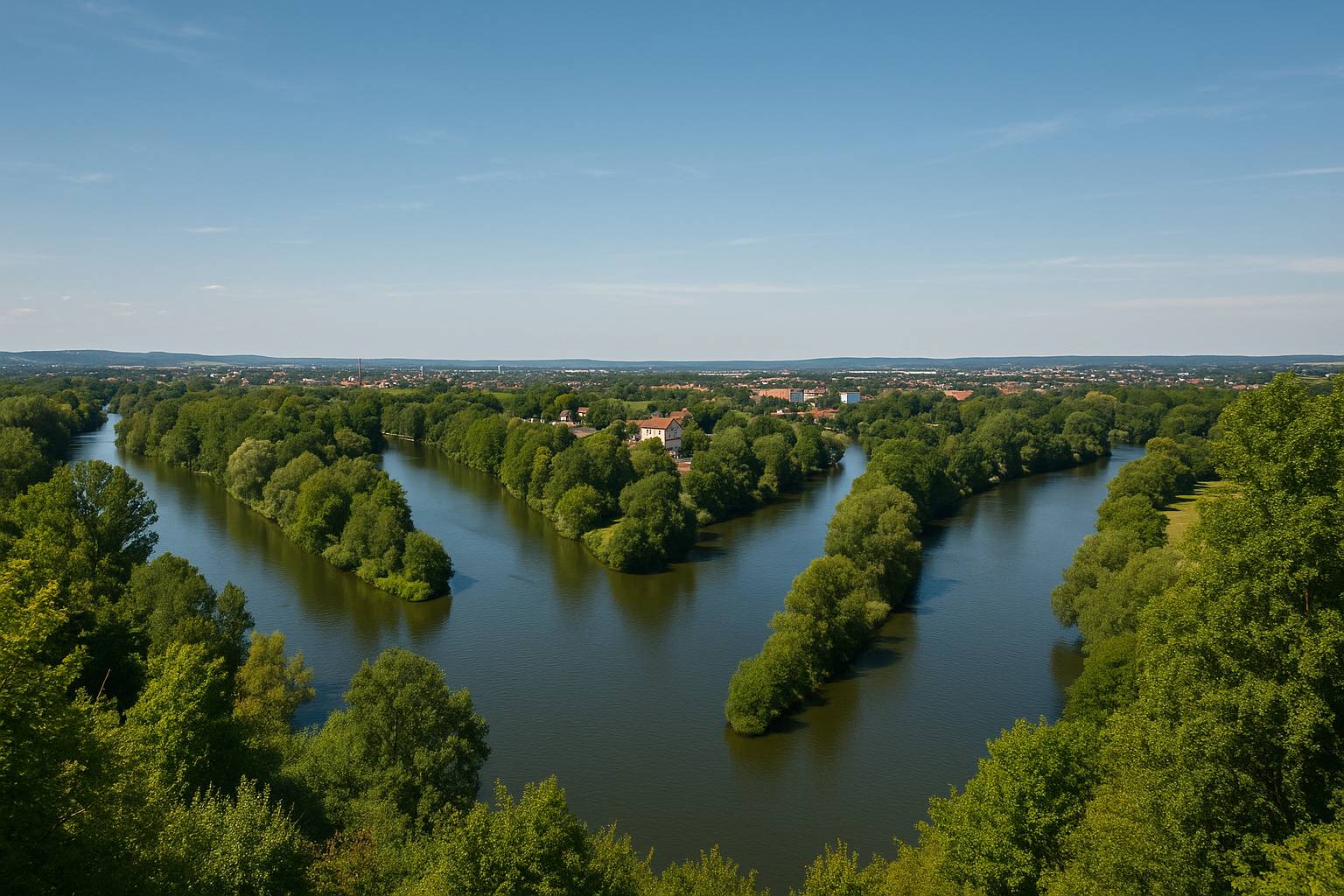 Fürth Panoramablick auf die drei Flüsse Rednitz, Pegnitz und Regnitz