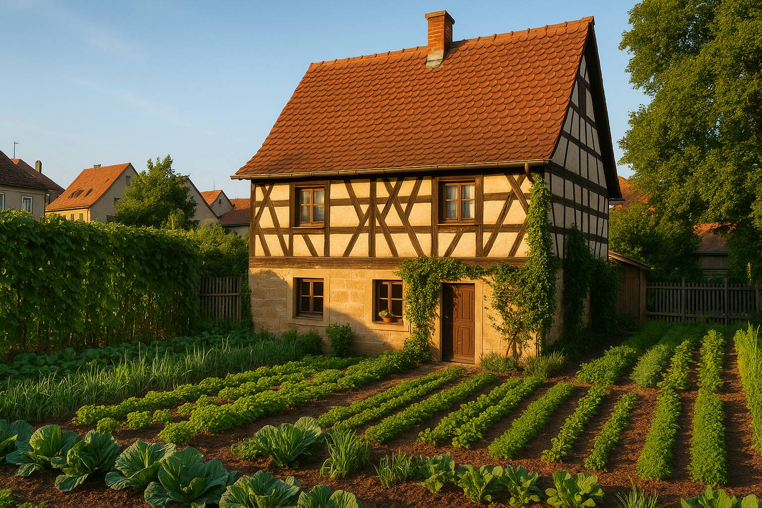 Traditionelles Gärtnerhaus in der Bamberger Gärtnerstadt