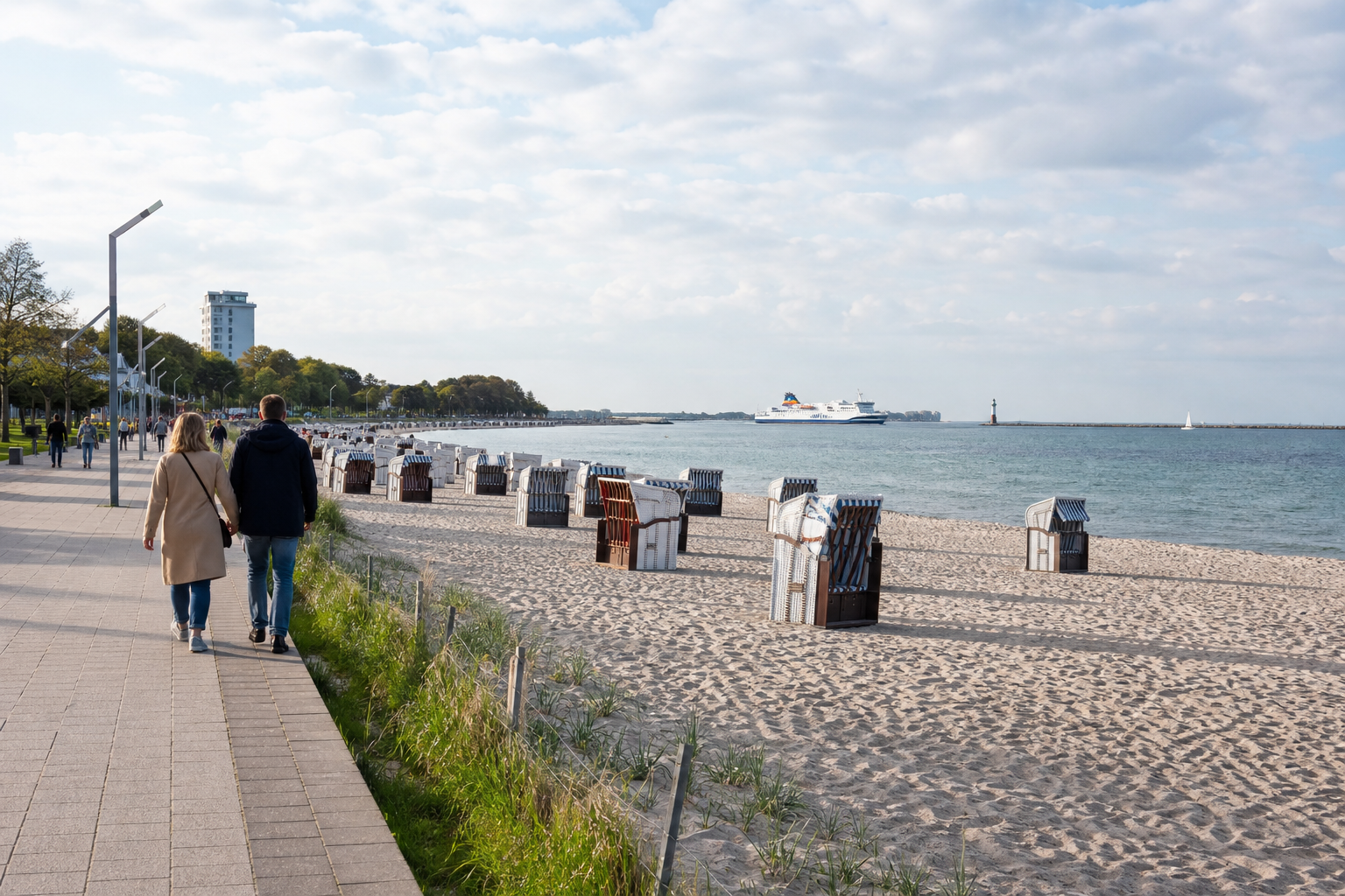 Travemünde Strandpromenade mit Ostseestrand und Strandkörben