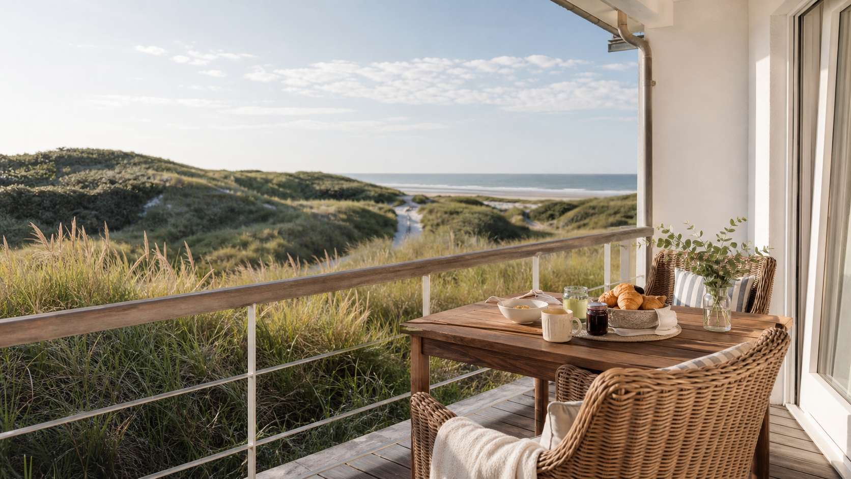 Ferienwohnung mit Terrasse und Dünenblick in St. Peter-Ording