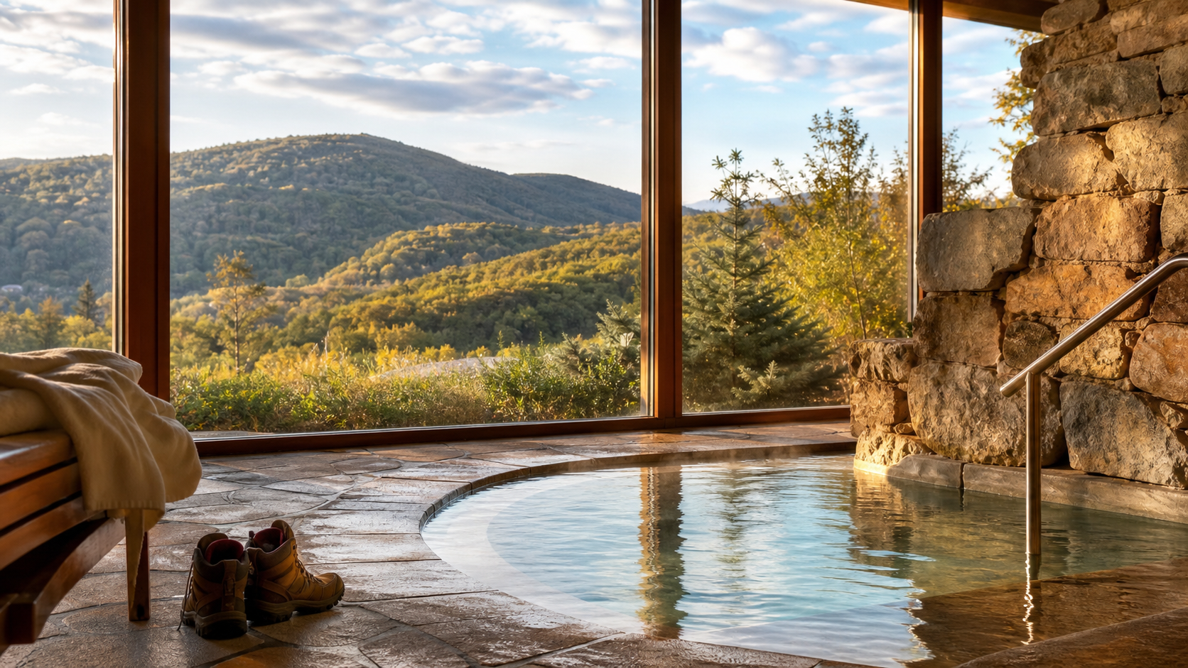 Wellnessbereich mit Blick auf die Rhöner Hügel
