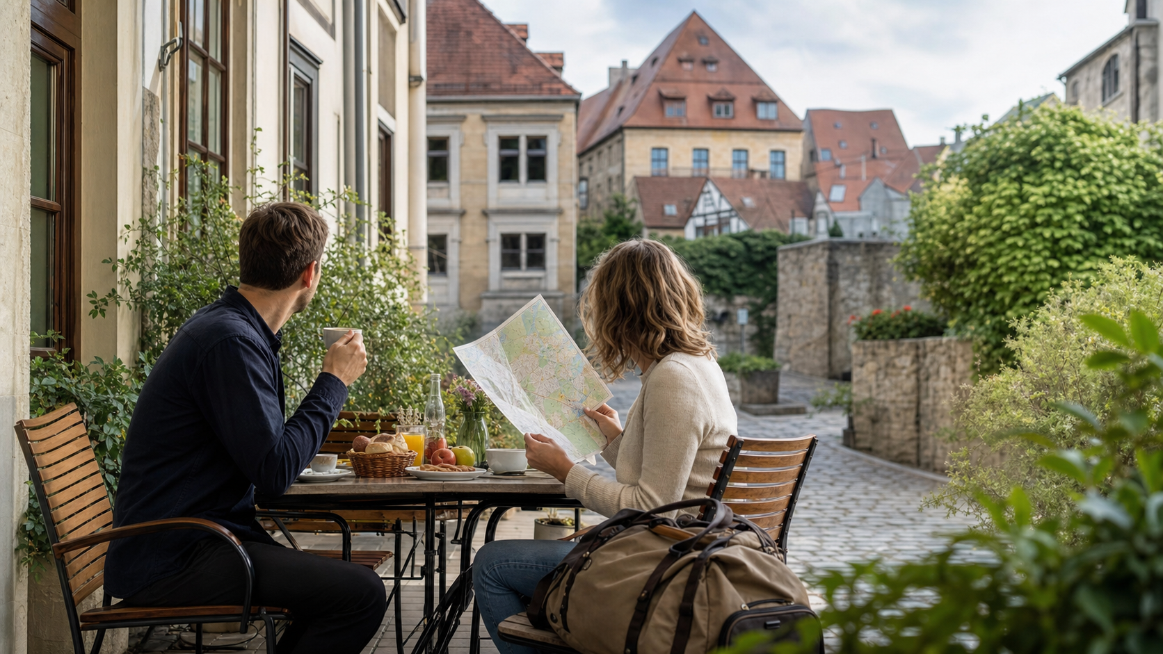 Hotelhof in Bamberg mit Frühstück und Stadtplan