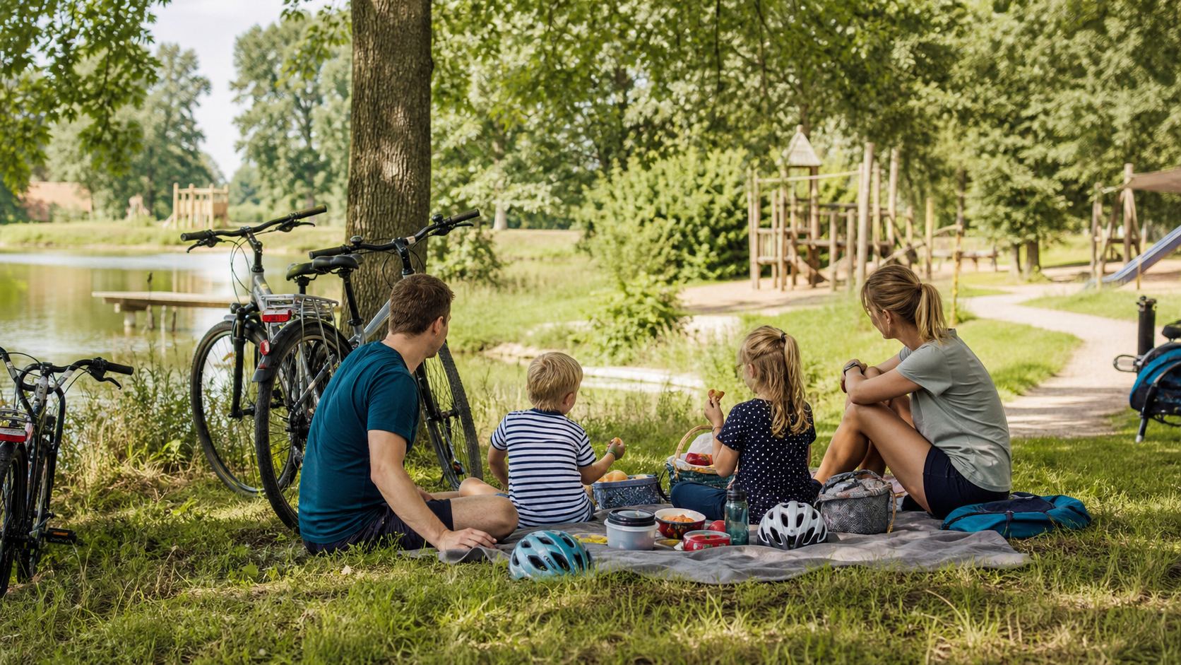 Familienpause nach einer Radtour im Münsterland