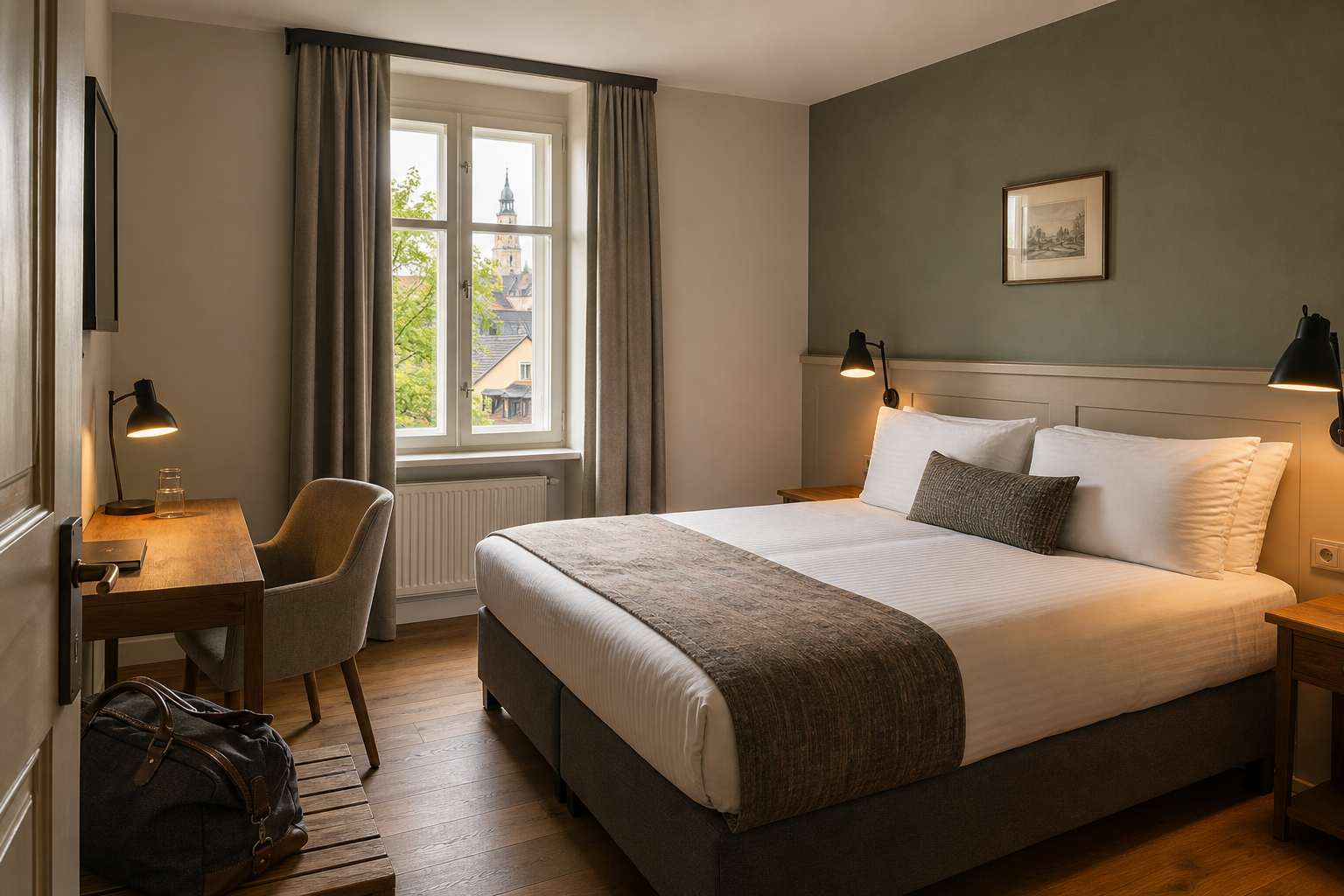 Ruhiges Doppelzimmer in einem kleinen Stadthotel in Weimar