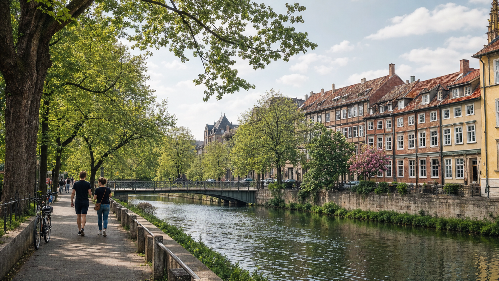 Oker-Promenade in Braunschweig nahe dem Magniviertel