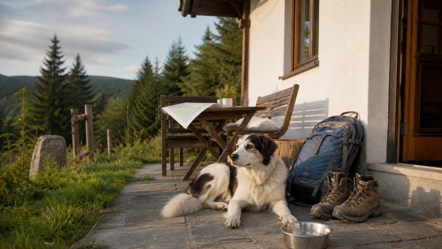 Hundefreundliche Unterkunft im Fichtelgebirge mit Terrasse, Wanderausrüstung und Hund