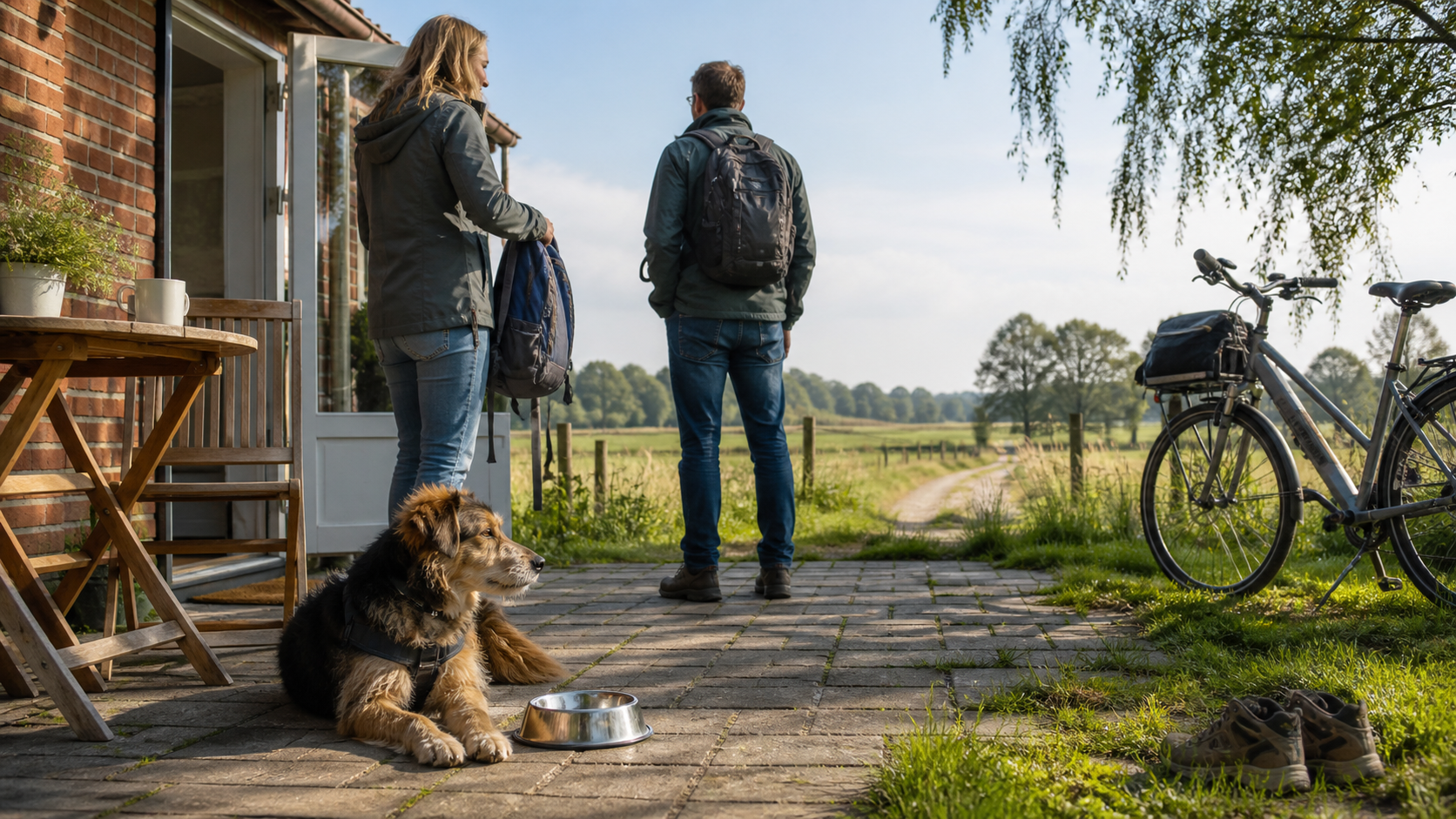 Hundefreundliche Unterkunft im Emsland mit Terrasse, Fahrrad und Wassernapf