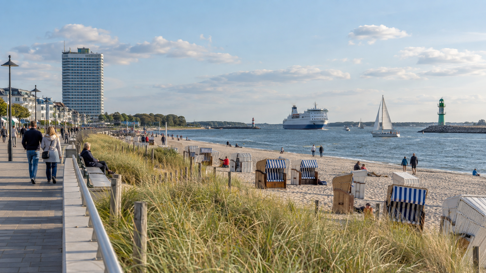 Strandpromenade und Ostsee in Travemünde als Ausflug ab Lübeck