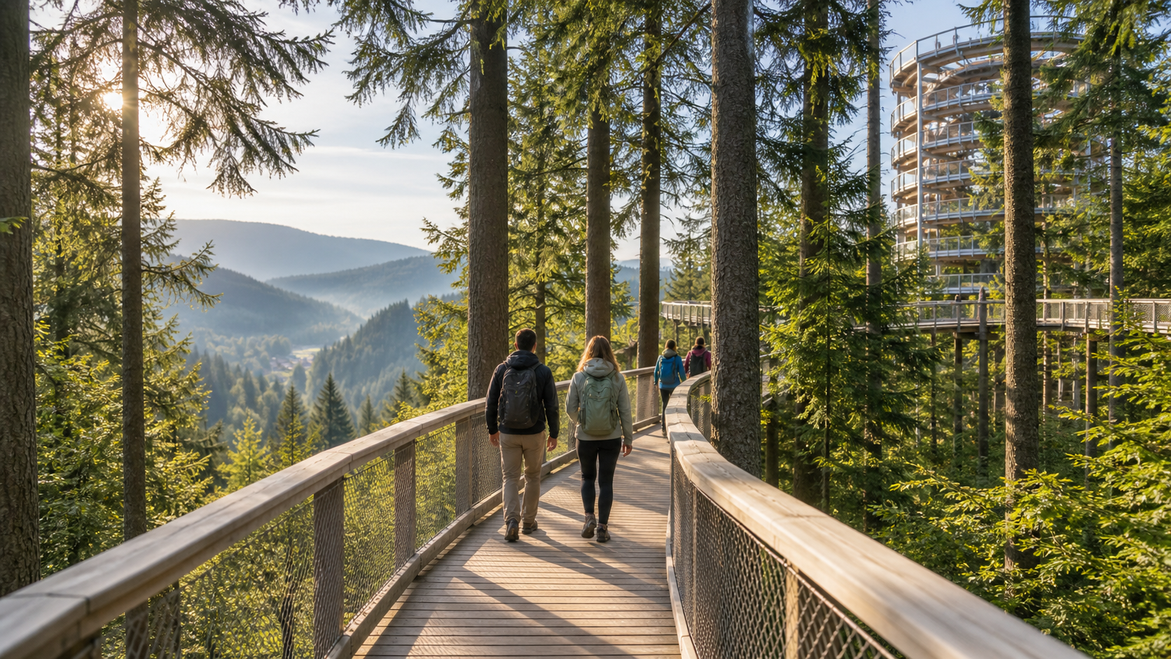 Waldweg und Aussicht im südlichen Schwarzwald bei Badenweiler